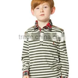 Boys Autumn Striped Long Sleeve Polo Shirt 100% Cotton T Shirt thumbnail-1