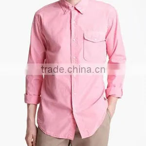 Newest Design Mens 100% Cotton Pink Casual Shirts thumbnail-1