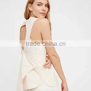 2017 Back Hollow Out Design Charming Elegant Ladies Tank Top thumbnail-2