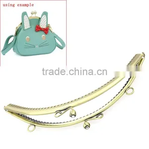 Antique Bronze Rose Flower Pattern Rhinestone Metal Frame Kiss Clasp Arch For Purse Bag thumbnail-1