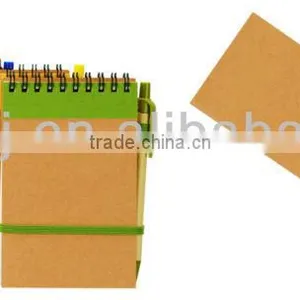 Hard Kraft Paper Cover Spiral Winding Pocket Notebook 70grams 70sheets 9*14cm With Paper Pen and Elastic thumbnail-1