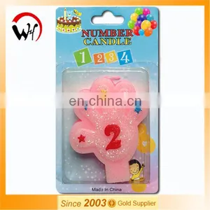 2nd White Baby Party Favor Glitter Number Candle thumbnail-1