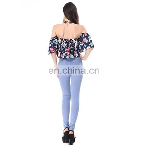 2018 Ladies Wholesale Printing Floral Sexy Hot Tops thumbnail-5