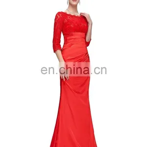 Grace Karin Elegant Long Sleeve Lace Evening Dresses Red CL4524-2 thumbnail-2