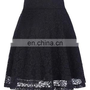 Kate Kasin Women Ladies Floral Pattern Lace Skirt A-Line Black Mini Skirt KK000445-1 thumbnail-4