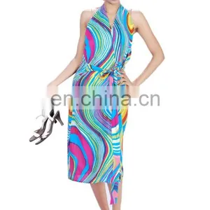 Printed Cotton Halter Dress thumbnail-1