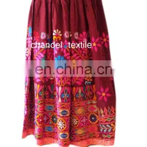 Banjara SkirtVINTAGE Skirt Rabari Collectible Banjara Belly Dance Kuchi Ethnic PINK Color With Multi Color EMBROIDERY Skirts thumbnail-5
