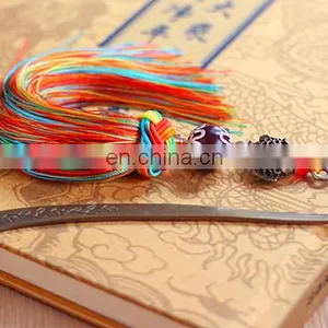 China Style Custom Engraved Logo Bookmarks Black Antique Metal Bookmarks With Fringe Decoration thumbnail-6