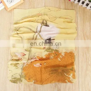 Custom Design Flower Printed Chiffon Promotional Scarf thumbnail-5