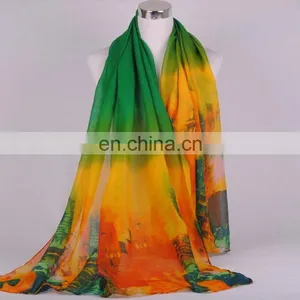 Fashionable Custom Printed Cheap Stock Wholesale Voile Scarf thumbnail-3