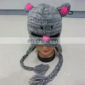 Animal Hat Knitting Pattern-grey Mouse thumbnail-1