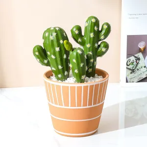 Red Color Stripe Ins Nordic Modern Style Fresh Flower Ceramic Vase For Showroom thumbnail-2
