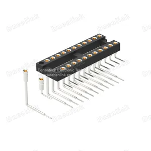 Dnenlink 2.54mm IC Socket Machined Round Pin Female Header H3.00mm Dual Row Right Angle thumbnail-2