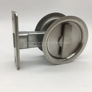 Satin Stainless Steel Round Shaped Sliding Door Lock thumbnail-3