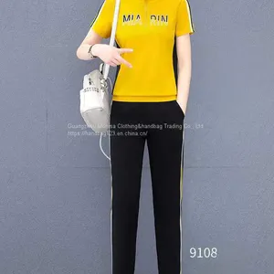 Monisa Female Sports Leisure Colors Suit With Short Sleeves and Long Trousers in Summer thumbnail-4