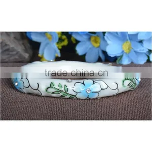 Czech Diamond Paved Enamel Famille Rose Porcelain Totoal Glazed Bangle Ceramic Clay Bracelet thumbnail-5