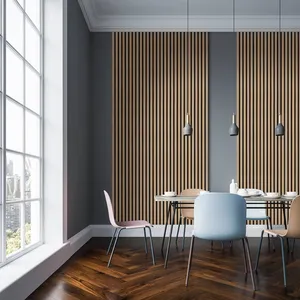 Acoustic Slat Wood Panel Modern for Bedroom Living Room Apartment Wall Decoration Sound Absorbing 90% Noise Reduction Waterproof thumbnail-2