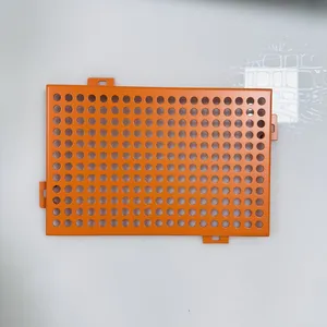 Perforated Aluminum Single Board Ceiling Hollow Carving Wood Grain Fluorocarbon Paint Engraving Facade Rain Shelter Column Modeling Customization thumbnail-4