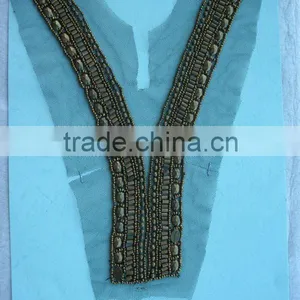 Sequin Bead Applique, VNeck, Neckline Motif, Sew On thumbnail-1