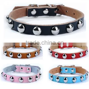 Wholesale Pet Supplies Five Spot Color Real Cowhide Mushroom Rivet Dog Collar thumbnail-3