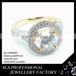 Big Stone Ring Designs High Quality cz Engagement Rings 18 Karat Gold Plated Ring thumbnail-6