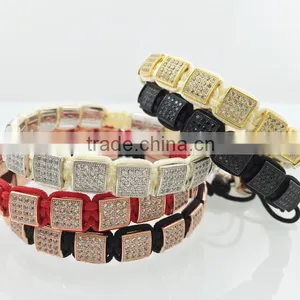 Wholesale Micro Setting Zircon Bracelet Braided Stone Beads Bracelet With Stainless Steel Beads thumbnail-3