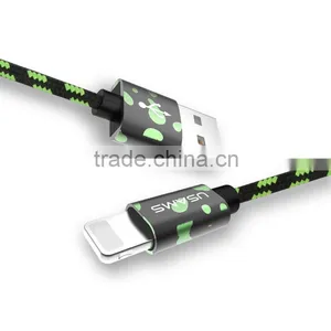 USAMS SJ070 Camouflage Series1m Spot Nylon Braided Cable for Iphone6s Plus/6s/6/5s 2AMetal Quick Charging Cable for Iphone 6plus thumbnail-1