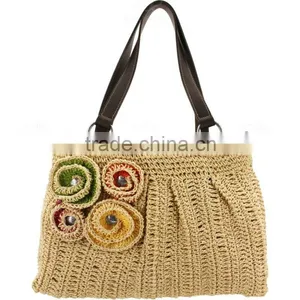 Victoria New Fashion Paper Woven Hand Crochet Straw Beach Bag Shoulder Bag thumbnail-3