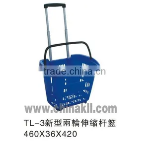 2013 New Hot Rolling Plastic Shopping Basket thumbnail-1