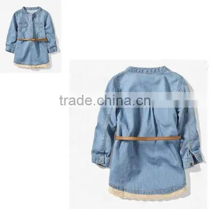 100%Cotton Denim Fashion Girls Frock Designs thumbnail-1