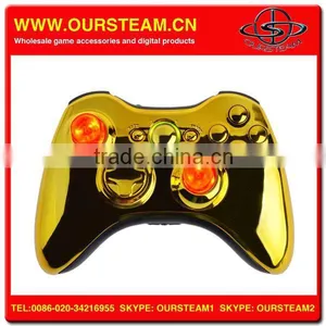 Chrome Golden Video Game Controller For XBOX 360 Wireless thumbnail-1