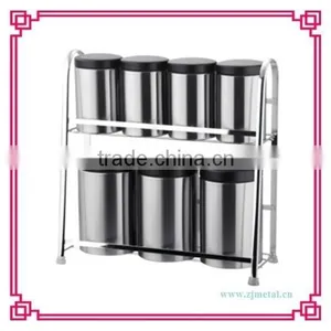 Stainless Steel 7pcs Canister With 2floor Rack thumbnail-4