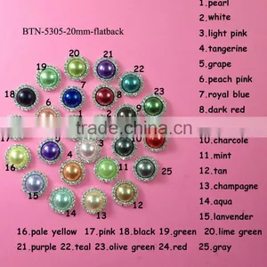 STOCK 20mm Pearl Rhinestone Embellishment Flatback for Wedding Decoration or Hair Accessory(BTN-5305) thumbnail-1
