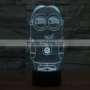 Home Decoration LED Night Light Lamp 3D Illusion for Children Baby Bedroom,Despicable Me Minions Shape Christmas Gift thumbnail-5