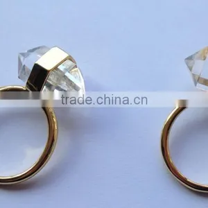 2015 Hot Jewelry 925 Sterling Silver Gemstone Ring With Double Point Rock Crystal Clear Quartz Gemstone Wedding Ring thumbnail-4