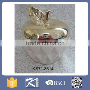 Custom Antique Eletroplated Porcelain Apple Shape Jar With Lid thumbnail-1