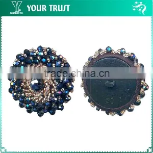 Blue Indigo Glass Bead Brown Bead Covered Technics Shank Shirt Cover Button thumbnail-1