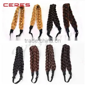 Afro Black Half Braid and Half Curly Long Synthetic Lace Front Braided Wig Braided Headband Wig Quality Choice thumbnail-5