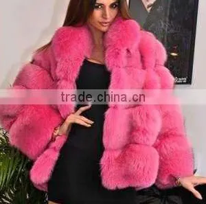 Luxury Pink Ladies Fox Fur Coat /wholesale and Retail thumbnail-1