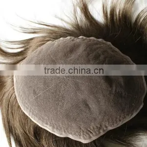 Swiss Lace Back Poly Human Hair Toupee for Man thumbnail-1