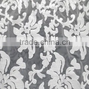 Wholesale Fancy Sequins Lace Fabric for Bridal and Girls Dress White Sequined Mesh Lace French Net Lace Textile Quality Choice thumbnail-2