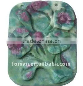40x30mm Rectangle Carving Ruby Fucshite Jewelry Pendant Semiprecious thumbnail-1
