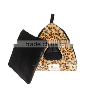 Portable Leopard Print Pet House Cat Dog Bed thumbnail-1