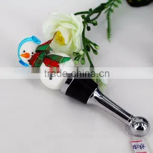 Christmas Snowman Handcraft Murano Glass Wine Stoppers for Christmas Decoration thumbnail-2