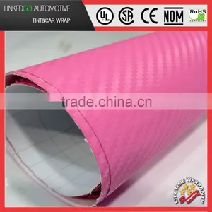 Promotional Carbon Fiber Sheet 1.52*30m 3D Pink Self Adhesive Customized Car Accessory thumbnail-1