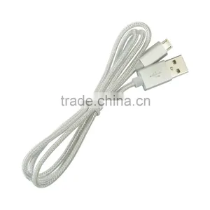 Black White Micro Nylon Braided Durable Data Transfer Charging Micro USB Cable for Android Mobile Phone thumbnail-4