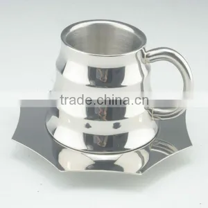 Stainless Steel Coffee Cup and Saucer Set thumbnail-1