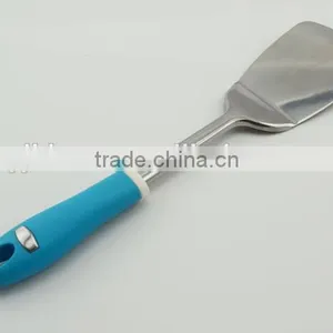 Eco-friendly Kitchen Utensil Stainless Steel Solid Turner With Plastic Handle thumbnail-2