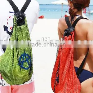 Mesh Drawstring Backpack Tote Sport Pack Swimming Shopping Bag Travel Beach Backpack thumbnail-2