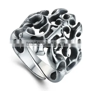 Biker Stainless Steel Hollowed-out Cross Ring thumbnail-3